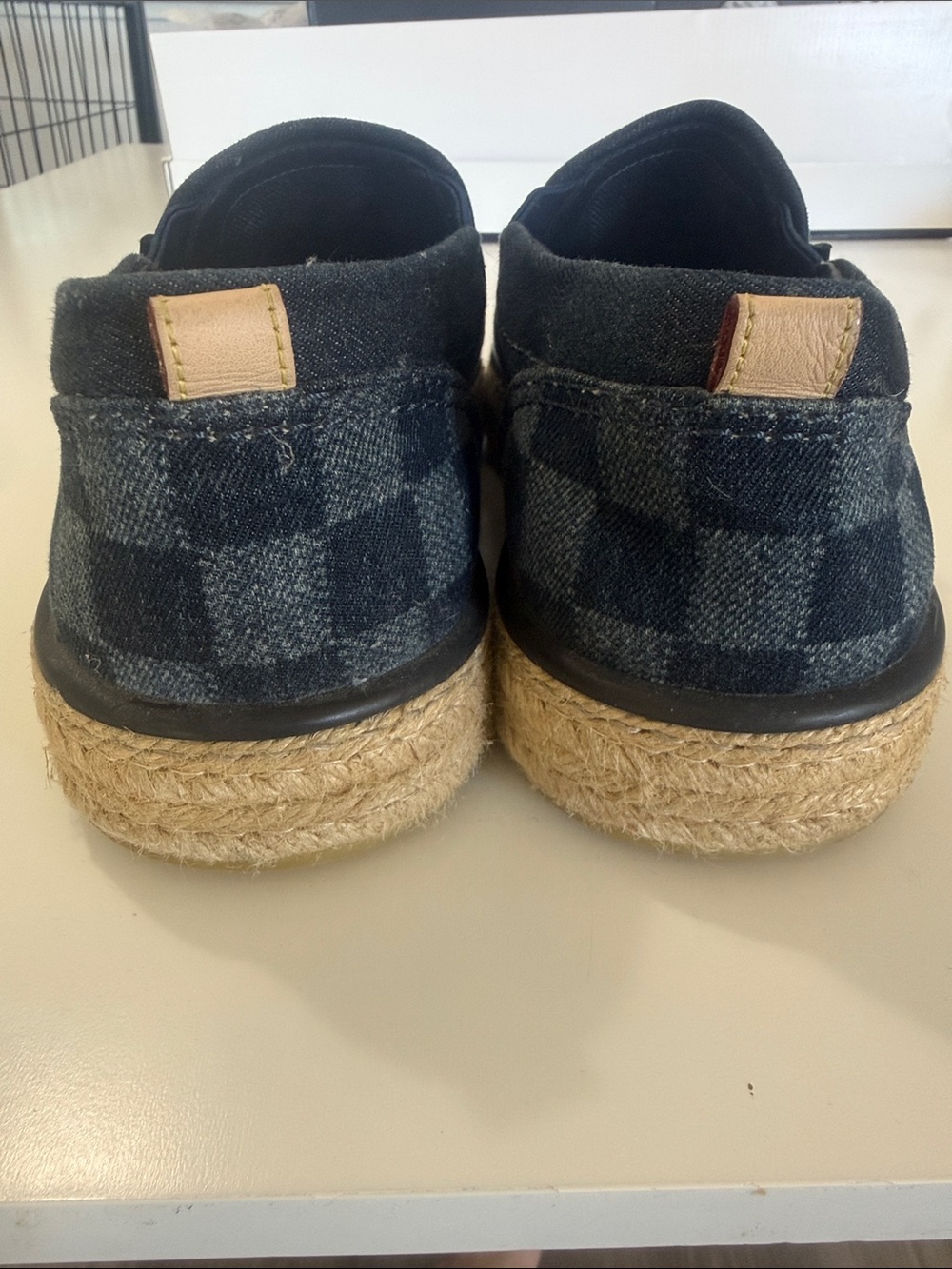 Louis Vuitton Black Checkered Espadrille Sneakers with Natural Jute Sole